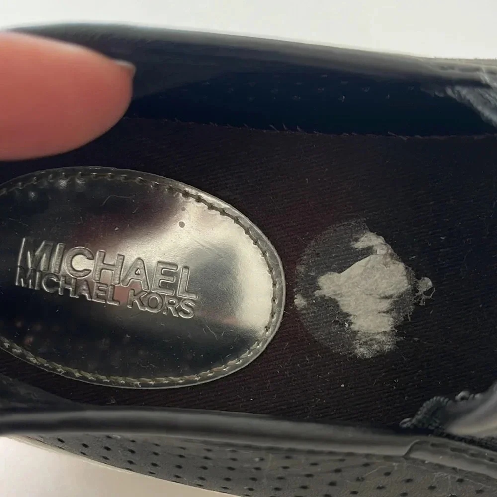 Michael Kors Black perforated slip on flats leather shoes size 6M